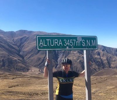 Audrey Midgley  Cycling on the  tour with redspokes